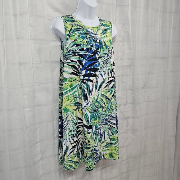 Apt. 9 Dress Green Blue Tropical Sleeveless Mini Beach Island Vacation M - Picture 4 of 12